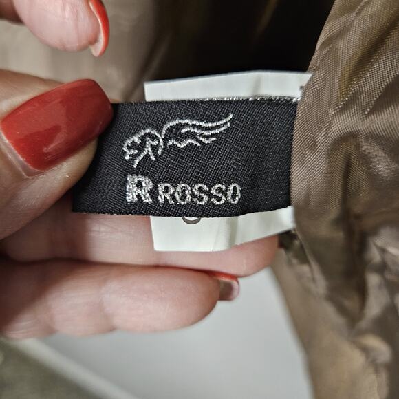 R Rosso Black & Gold Leather Suede Veneto Brown Tan Men's L Jacket Made in Italy - Picture 14 of 16